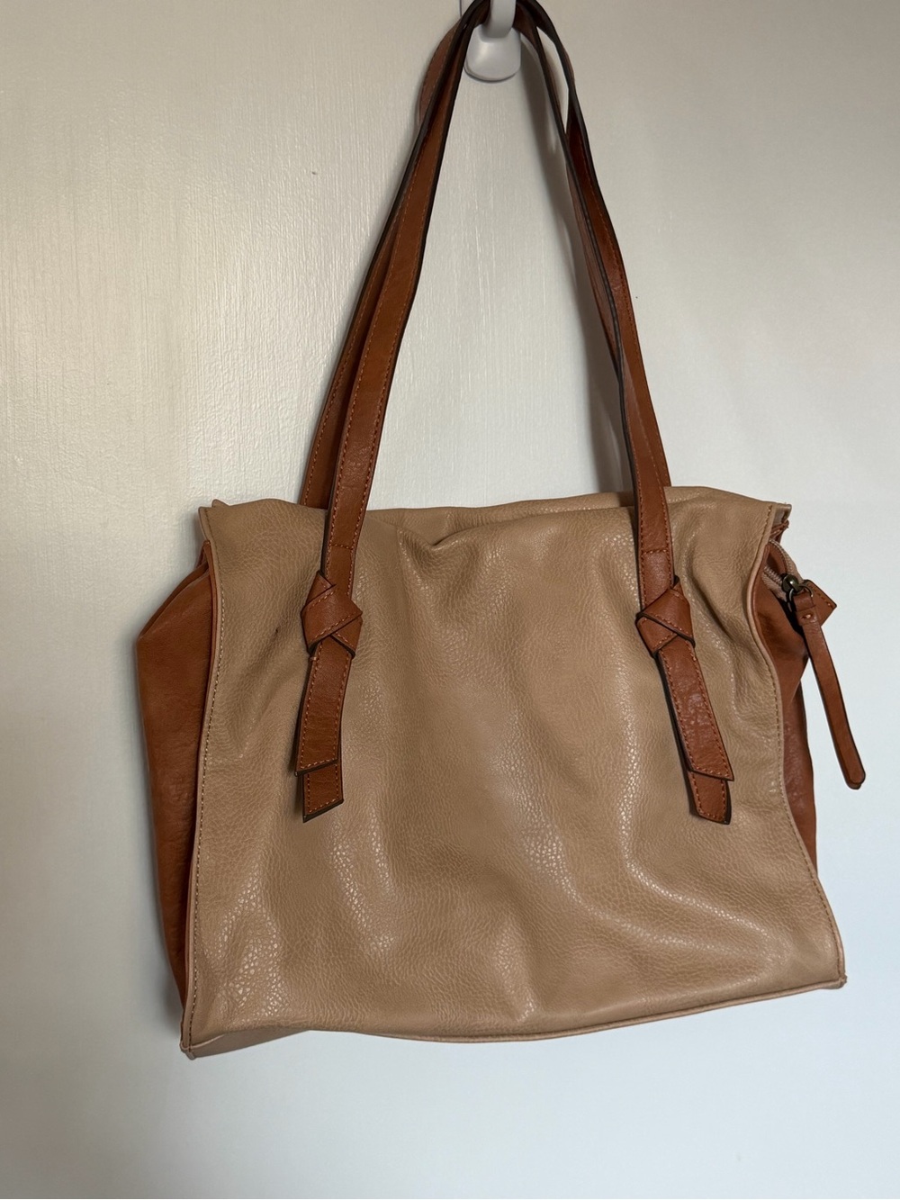 Market & Spruce Tan Two-Tone Leather Tote Bag